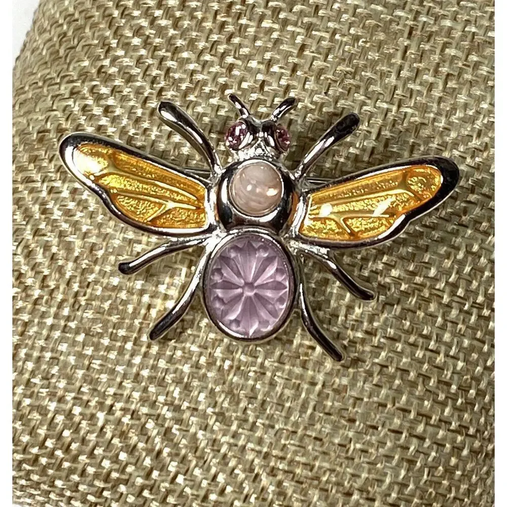MONET Brooch Bug Multi Color Silver Tone Rhinestones Enamel